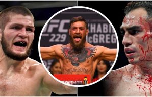 Khabib vs. Ferguson / Conor McGregor Foton: Stephen R. Sylvanie-USA TODAY Sports